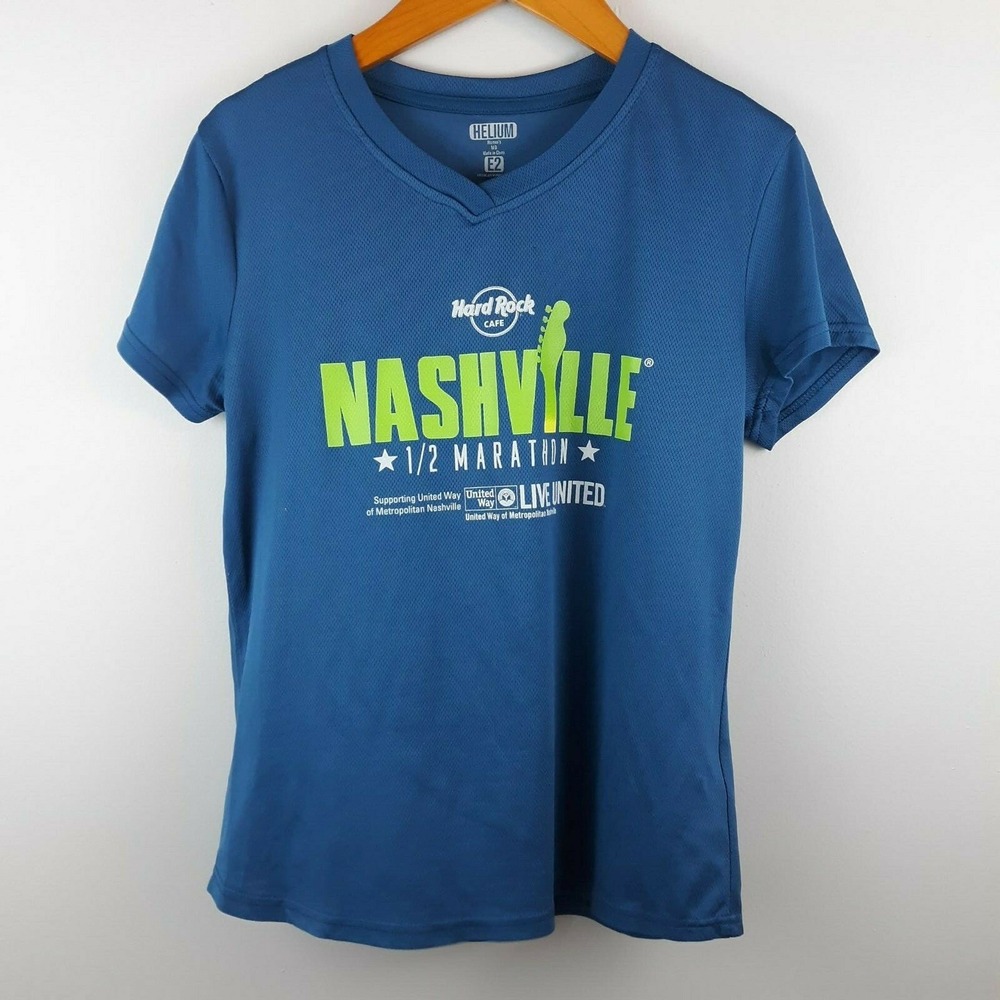 Hard Rock Cafe Nashville 1/2 Marathon Racing Jersey Womens Medium Blue Helium